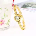 Elegante orologio al quarzo da donna con cinturino a maglie a forma di cuore dorato - Oro Quadrante Bianco