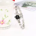 Elegante orologio al quarzo con cinturino a cuore in argento e quadrante nero da donna - Quadrante Nero Argento