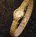 Elegante orologio da polso al quarzo dorato da donna con quadrante tondo minimal - Oro