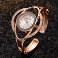 Elegante orologio a bracciale in oro rosa con strass e dettaglio del quadrante Cansnow - Oro Rosa Bianco (WAT2419)