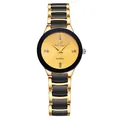 Orologio al quarzo da uomo con cinturino in acciaio nero e oro - Quadrante Oro Donna