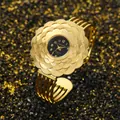 Elegante orologio da polso al quarzo dorato a forma di fiore da donna con quadrante nero - Cassa Oro Quadrante Nero / Oro Nero