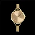 Elegante orologio da donna con ampio quadrante dorato e cinturino in maglia lega - Oro