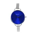 Orologio elegante da donna con quadrante blu e cinturino in maglia argentata - Blu scuro