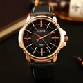 Detailed view of a Yazole men's business quartz watch with a black honeycomb dial - Black Strap Black Dial