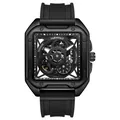 Mark Fairwhale men's skeleton automatic mechanical watch with black rubber strap - Black Dial Black Strap (FW-6320-R2)
