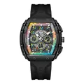 Mark Fairwhale multi-function quartz watch with rainbow gradient dial and black silicone strap - Black (FW-5001-R2)