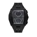 Montre numérique Mark Fairwhale pour homme avec boîtier tonneau noir et bracelet silicone - Style Numérique Tonneau / FW-4480-R2 (Tout Noir)