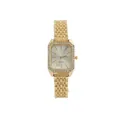Elegant gold square quartz watch for women with rhinestone bezel and link strap - Gold Case White Dial
