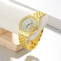 Elegant gold watch for women featuring butterfly dial and rhinestone bezel detail - Strap Length: 15.5*1.7CM, Dial Diameter 3.7CM / Gold