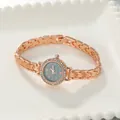 Elegant rose gold ladies watch with crystal-set bezel and stylish link bracelet - Bracelet / Rose Gold Case Blue Dial