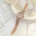 Elegant full rhinestone iced out rose gold women's quartz watch detail view - Rose Gold
