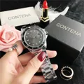 Close-up of a silver business watch featuring a black dial and CONTENA branding. - Style 3