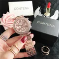 Elegant rose gold women's watch featuring a rhinestone bezel and luxurious starry sky dial. - Rose Gold (3RG)