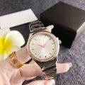 Elegant women's watch featuring a rose gold crystal bezel and a silver stainless steel strap - Two-tone Rose Gold