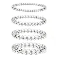 Set of 4 clear crystal beaded bracelets with different bead sizes on white background - Transparent Crystal Full Size Set (WB1392) / 4 Pieces/Pack