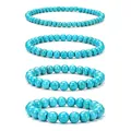 Set of four turquoise beaded bracelets in varying bead sizes for women and girls - Turquoise Blue Multi-Size Set (WB1392) / 4 Pieces/Pack