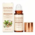 Organic Coconut Vanilla Castor Oil with Rose Quartz Roller, 50ml skin and body care oil - Coconut Vanilla Castor Oil (Plastic Roller) / 50ml