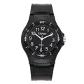 Detailed front view of a black silicone casual wrist watch for men with XAPWV logo - Black Colorful Digital Style (SR201)