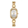 Elegant gold-toned oval dial women's watch featuring a stylish bean chain bracelet design. - White Dial (202681501) / Gold