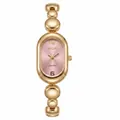 Detail view of a luxury golden bean chain ladies watch with elegant pink oval dial - Pink Dial (202681501) / Gold