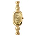 Close-up of elegant gold oval watch with unique bean-shaped link bracelet - Gold Dial (202681501) / Gold