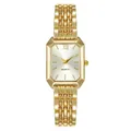 Elegant gold rectangular quartz watch for women with premium stainless steel link strap - Bracelet Style (Gold White)
