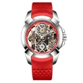 Montre de sport élégante pour homme avec bracelet en silicone rouge et boîtier en argent - Boîtier Argent Bracelet Rouge
