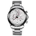 Montre de sport à quartz Kimsdun pour hommes avec bracelet en acier argenté et cadran blanc - Boîtier Argent Cadran Blanc - Bracelet en Acier / Blanc