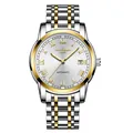 Montre automatique bicolore pour homme avec cadran à chiffres romains et dateur - Cadran Blanc Bicolore (K-1891A) / Bracelet en acier