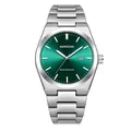 KIMSDUN men's business quartz watch with green sunray dial and silver steel band - Silver Case Green Dial Steel Band (Transparent Back)