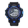 Schwarze und blaue digitale Sportuhr mit wasserdichtem Silikonarmband für Schüler - Himmelblau