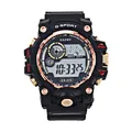 Montre de sport numérique étanche avec bracelet en silicone noir et affichage LED clair. - Or rose