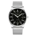 Montre à quartz ultra-fine pour hommes avec bracelet en maille argentée et cadran noir élégant - Boîtier Argent Cadran Noir - Bracelet Maille