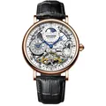 Luxury Kimsdun automatic mechanical men's watch featuring skeleton dial and black leather strap - Rose Gold White Dial - Black Leather