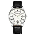 Montre à quartz Kimsdun pour homme, bracelet en cuir noir et cadran beige élégant - Boîtier Argent Cadran Blanc Bracelet Noir