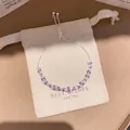 Elegante pulsera ajustable de plata con circonitas púrpuras en bolsa de regalo - 35# Pulsera - Plateado - Púrpura