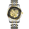 Reloj Mecánico Automático KIMSDUN para Hombre Esqueleto en Acero Bicolor Oro Plata - Bicolor Esfera Negra