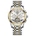 Luxe Kimsdun heren automatisch mechanisch horloge met skeleton wijzerplaat en diamantjes. - Goud-Zilver Wit
