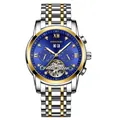 KIMSDUN luxury men's automatic mechanical watch with blue dial and diamond markers - Two-tone Gold Blue Dial