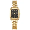 Elegante goldene Damenarmbanduhr aus Stahl mit minimalistischem schwarzem Zifferblatt - Gold Schwarzes Zifferblatt