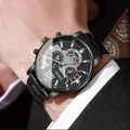 Geneva men's watch featuring a black stainless steel strap and luminous numbers. - Black With White Letters