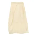 Minimalist elegant light beige irregular pleated midi skirt for women perfect for summer - S / Apricot
