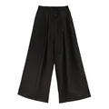 Locker geschnittene schwarze Hose mit weitem Bein und bequemem Kordelzugbund - Schwarz