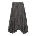Vintage pleated asymmetrical midi skirt with brown check pattern for beach wear - M / Gray