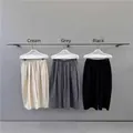 Pantalones de pernera ancha y ajuste holgado para mujer en colores albaricoque, gris y negro - S / Bottoms / Albaricoque (Sin Bufanda)