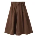 Bruine culottes met hoge taille en bijpassende verstelbare riem set - S / Bottoms / koffiekleur