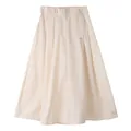 Élégant pantalon-jupe blanc cassé taille haute avec ceinture assortie et coupe évasée - Abricot