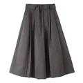 Stijlvolle donkergrijze midi culottes met hoge taille en bijpassende riem dames - S / Bottoms / donkergrijs