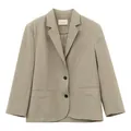 Blazer classico kaki da donna con design minimalista e chiusura a bottoni frontale - Taglia unica / Top / Albicocca Grigio